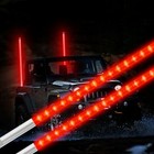Pair 3ft Red Lighted Led Whip Antenna 2 Flag Pole For Semi Trucks Rig 4wheeler