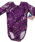 Motionwear Leotard Leo Bodysuit Purple Leopard Print Stretch Nwt New Girl M 6 7