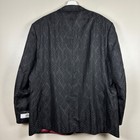 Shaquille O neal Men s 52l Tuxedo Blazer Black Leaf Jacquard Peak Lapel New