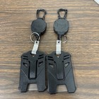 2 Pack Retractable Id Badge Reel Holders With Carabiner Clips   Rigid Card Cases
