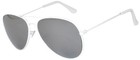 Silver Mirror Lens  White Aviation Style Metal Frame Sunglasses Uv400 Protection