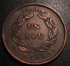 Old Canadian Coins 1 Sous  Montreal Bank Token
