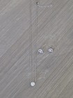 Silver Tone Clear Pear-cut Cz Necklace   Stud Earrings Set Adjustable