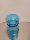 Vintage Belgian Glass Apothecary Storage Jar W bubble Top Blue Glass Euc