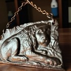 19th C  Antique Cast Iron Lion Plaque