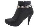 Women Silver Metal Chain Double Strand Boot Bracelet Anklet Shoe Adjustable Size
