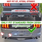 For Ford Mustang 2018-2023 Glossy Black Rear Diffuser   Rear Side Splitters
