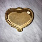 Vintage Matson Gold Ormolu Heart Filigree Jewelry Casket Trinket Vanity Box