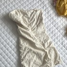 American Eagle Women   s White Strapless Smocked Cotton Woven Zip Romper M