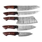 5 Piece Forged Chef Knife Set Of Kitchen Knives Cutlery - Forged Damascus Steel