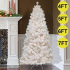 4ft 5ft 6ft 7ft Artificial White Christmas Tree With Lights stand Warmwhite blue