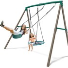 500lb 7 5ft Metal Swing Set Heavy Duty Swing Set For Kids Backyard With 2 Swings
