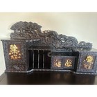 Antique Chinese Hand Carved Dragon Desk And Chair Set Inlaid Wood Secretary