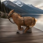 Antique Hand Carved Toy Horse W  Homemade Tack   1800   s 