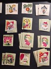 Vintage Christmas Gummed Seals Stickers Scrapbook Journal Craft Lot 52 Pcs 