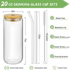 20 Oz Drinking Glasses - 6 Pcs Glass Cups With 20 Ounces  pack Of 6   Clear