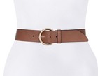 Michael Michael Kors Women s Round Buckle Leather Belt Luggage Brown  M   78 Nwd
