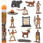  Powhatan Indians Toob - 12 Figurines  Camp Fire  Canoe  Deer Hide  Warriors  