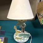 Jungle Theme Nursery Table Lamp With Safari Animals  Palm Tree  Multicolor