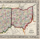 1864 Ohio - Indiana Map Original   13x10 5  Railroads - County - Townships