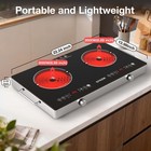 Electric Cooktop Plug-in   2 Burners 24  Infrared Stove Countertop Cooker 4000w
