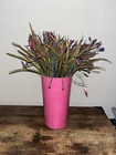 Artificial Purple Pink Flower Arrangement  Pink 9    Metal Vase Planter Home Decor
