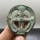 Unique Ancient Roman Greek Bronze Queen Carved Rare Amulet With Rare Patina