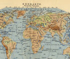 1939 Vintage Physical Map Of The World Europe Asia   Sky Stars Heavens Astronomy