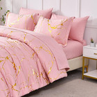 Gold Metallic Marble King Size Comforter Set 7 Piece Bed In A Bag foil Print Gli