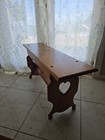 Vintage Amish Hand Crafted Bench Carved Hearts 42 l Solid Sturdy