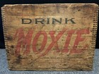 Antique Dovetailed Wooden Moxie Soda Advertising Crate Boston Mass Primitive