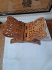 Vintage Wood Book Holder Folding Bible Cookbook Stand Hand Carved