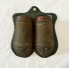 Antique Vintage Victorian Embossed Tin Double Wall Match Safe Holder