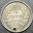 1896 Canada 5 Cents Silver Coin Holed Rainbow Toning Queen Victoria Fish Scale