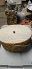 Vtg Wicker Sewing Basket