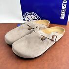 Birkenstock Boston Taupe Suede Leather Soft Clog Men Shoes