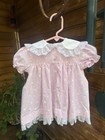 Vintage Cutest One Dress Pink White Heart Lace Ruffles Baby Girl 24m Usa Made