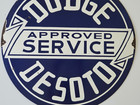 Vintage Dodge Desoto Approved Service Porcelain Enamel Sign  24  X 24  