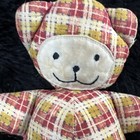 Handmade Yellow   Red Plaid Teddy Bear Plush Stuffed Animal 7  Tall
