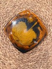 Vintage Mid Century Modern Tortoiseshell Lucite Coaster  Green Rope Swirl Center
