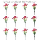 12pcs Artificial Spring Flowers Silk Faux Flower Daisy For Outdoor Rose Red