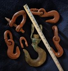 Big Lot Of 4 Vintage Industrial Hooks   2 Shackles Heavy Steel Mining Hardware 