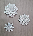 Metal Art Wall Decor  White Flowers For Any Space  Abstract With Three Sizes 