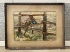      Antique 19th C  American Folk Art Old South Riverboat Boy Portrait Painting