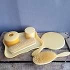 Vintage Vanity Dresser Set Cream Ivory Celluloid Bakelite Yellow Art Deco 1940s 