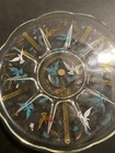 Vintage Georges Briard    paradise    Mcm Glass Serving Platter Lazy Susan