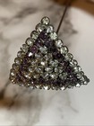 Estate Victorian Prong Set Amethyst   Clear Rhinestone 11 1 2    Long Hatpin Sti-4