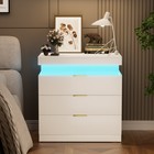 Nightstand With Charging Station And Led Lights night Stand With Sliding Top F