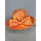 Fifth Sunday Orange Satin Ribbon Rhinestone Bow Church Dress Hat