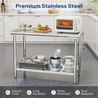 48 X 24 Inch Stainless Steel Heavy Duty Prep Table With Hooks Adjustable Shelf